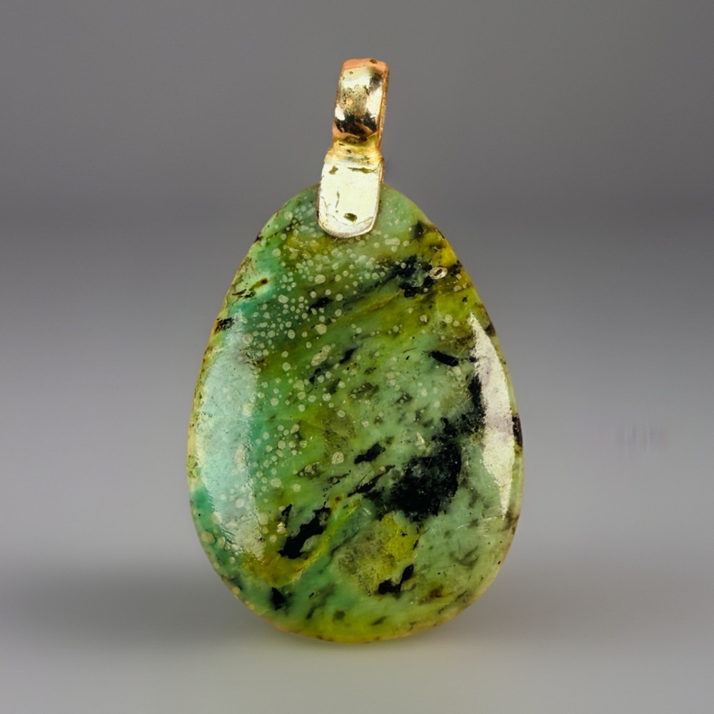 Natural Green Ocean Jasper Pear Shape Pendant - Picture 3 of 8